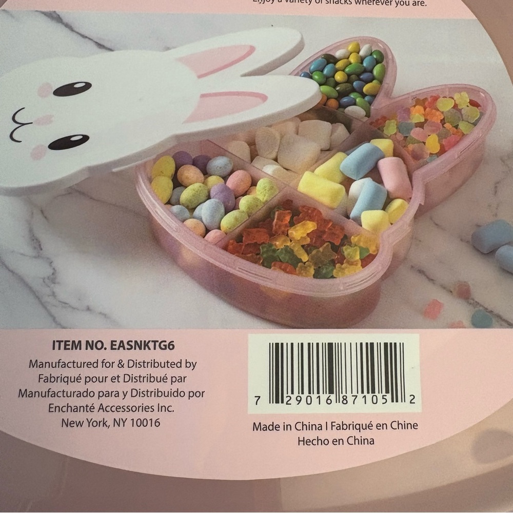 CWC Easter Bunny Snackle Plastic Storage Container Six Sections Snap Closure NWT - Picture 6 of 8